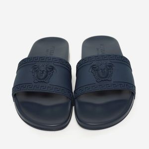 Versace Navy Blue  Medusa Slides (NEW)